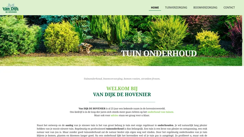Website van Van Dijk De Hovenier