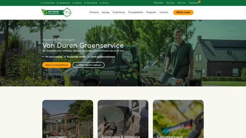 Website van Van Duren Groenservice