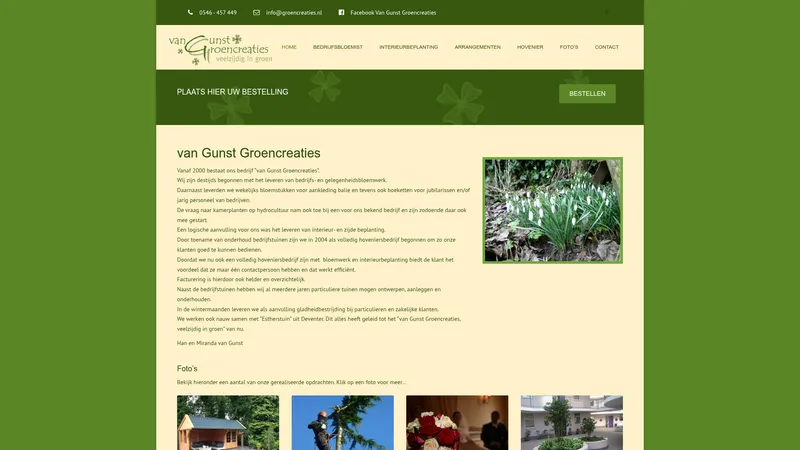 Website van Van Gunst Groencreaties