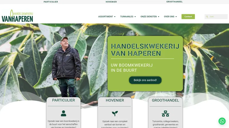 Website van van Haperen bomen planten tuinen