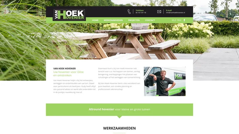 Website van Van Hoek Hovenier