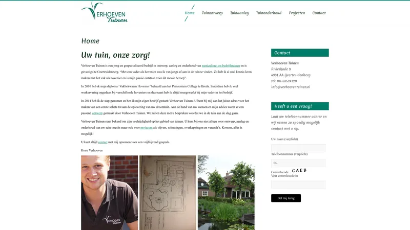 Website van Verhoeven Tuinen