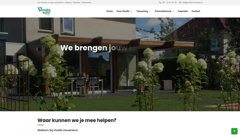 Website van Vividis Hoveniers