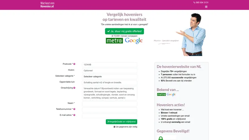 Website van Wat kost een hovenier