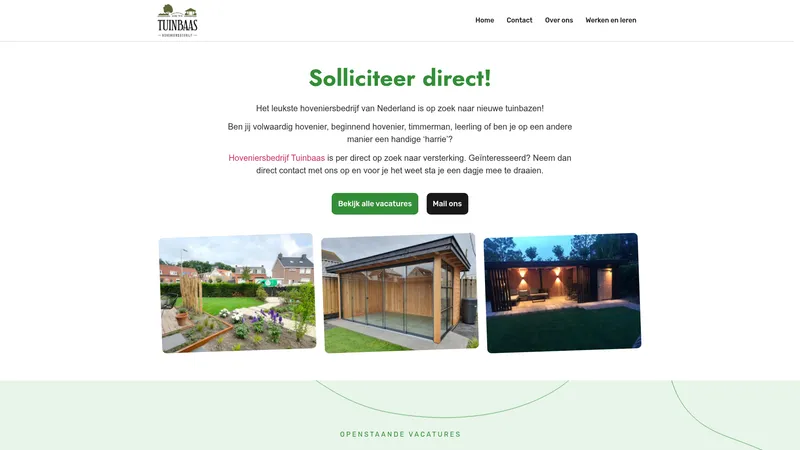 Website van Werkenbijtuinbaas