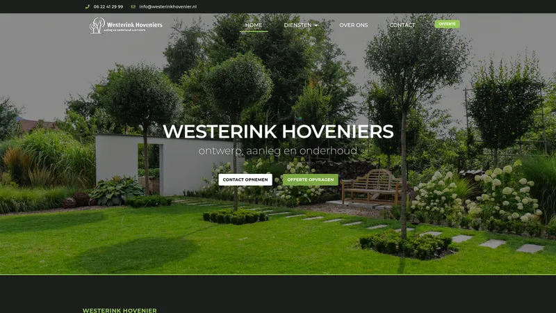 Website van Westerink Hoveniers Webdesign Flexxmarketing B.V