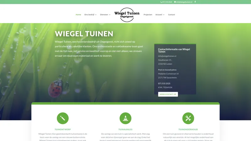 Website van Wiegel Tuinen