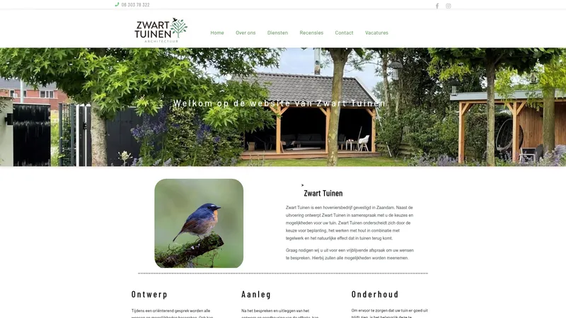 Website van Zwart Tuinen